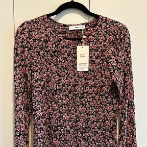 Mango Ruffled floral print midi dress - size 8